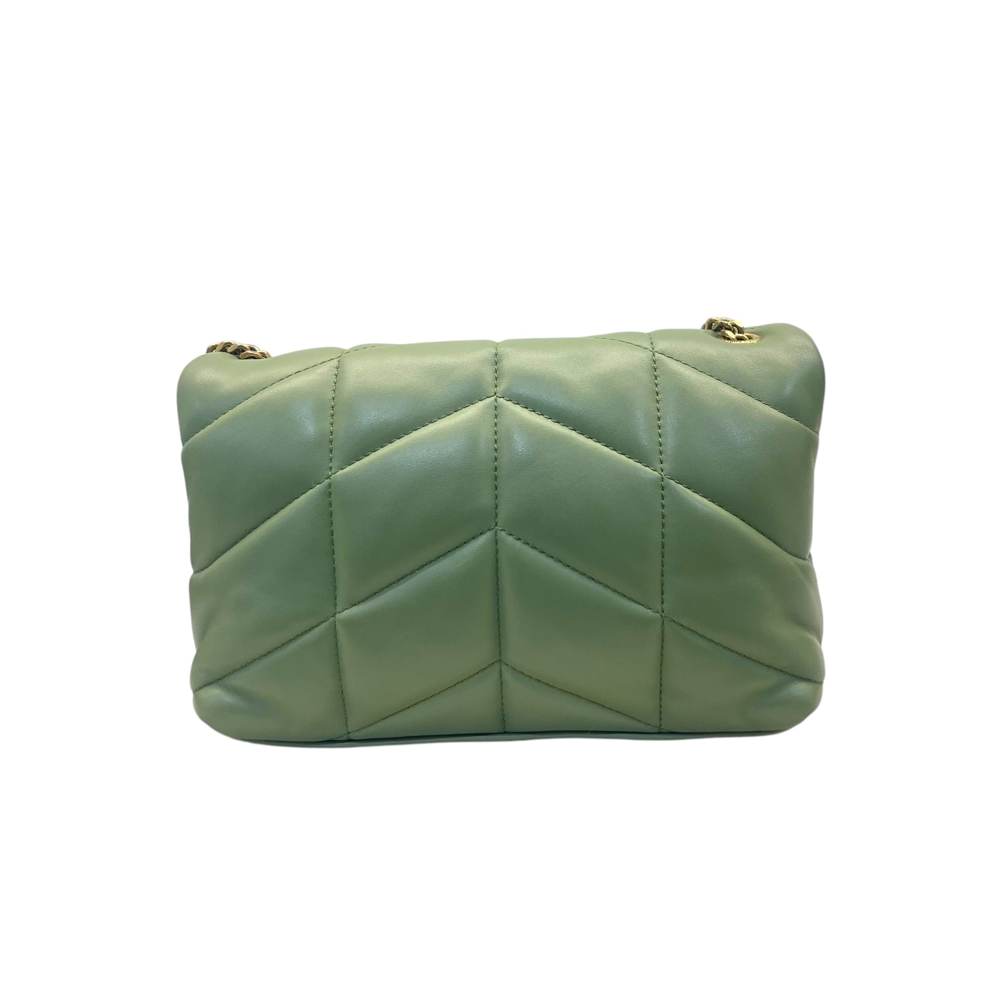 Saint Laurent Olive Puffer Leather Medium Loulou Shoulder Bag