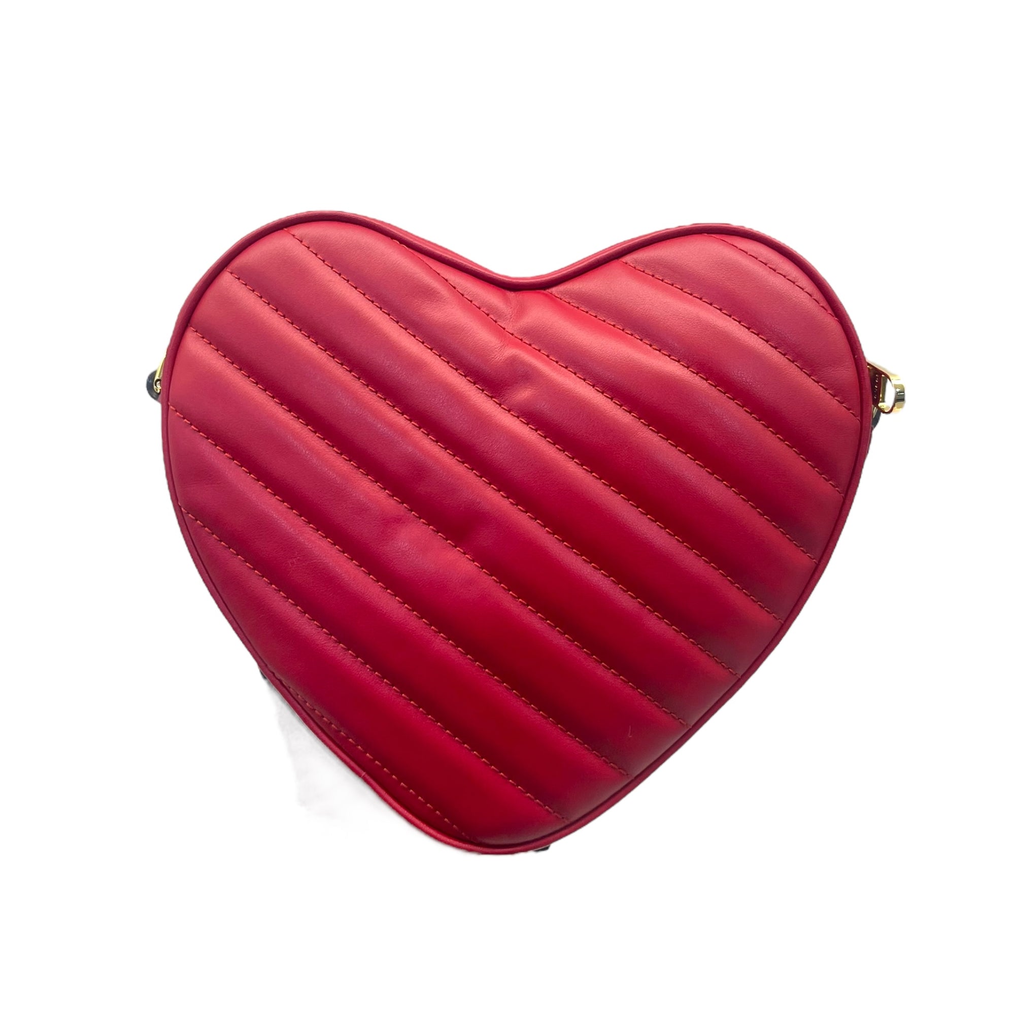 Gucci Red Leather Interlocking G Mini Heart Shoulder Bag