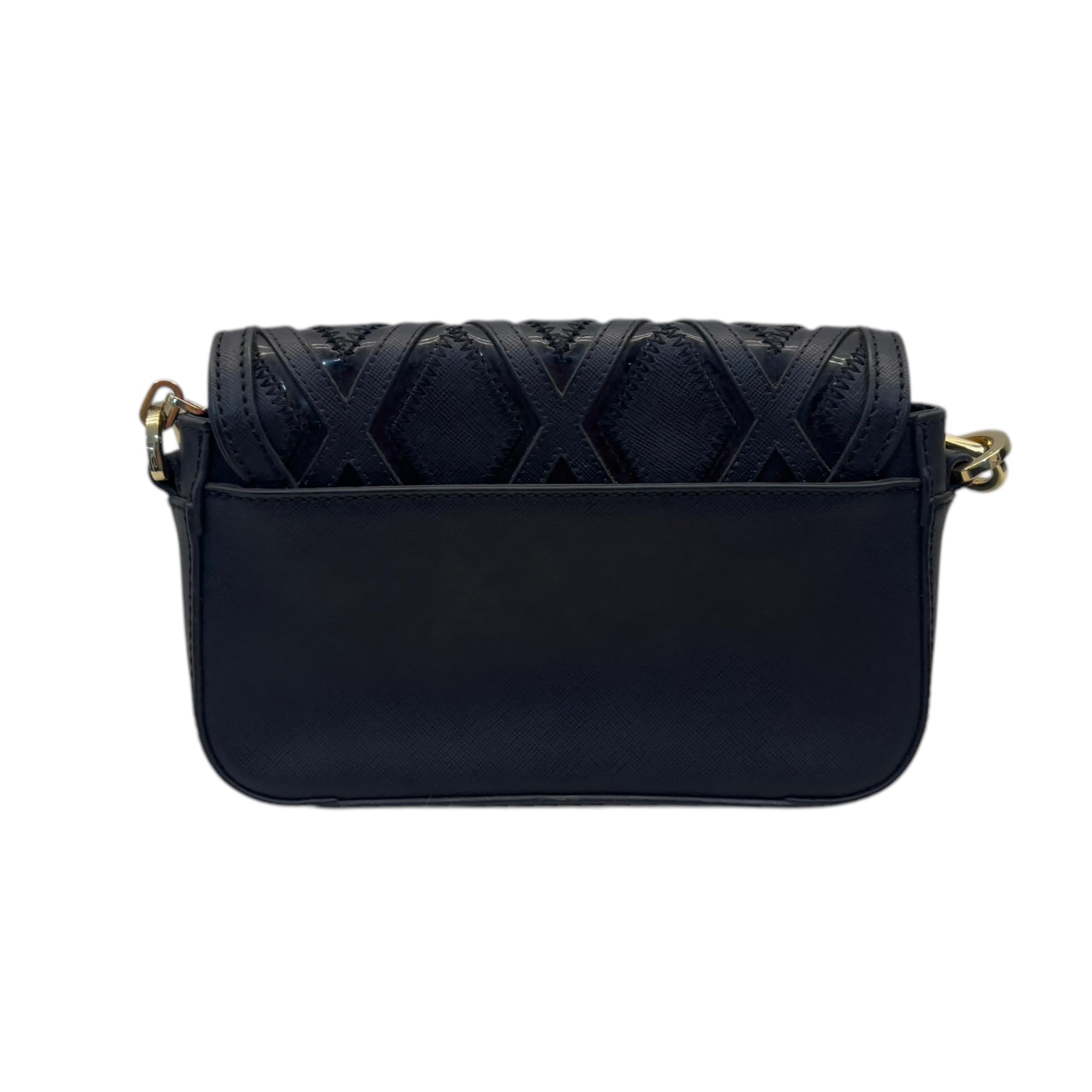 Tory Burch Black Leather and Suede Patchwork Robinson Chain Shoulder Bag