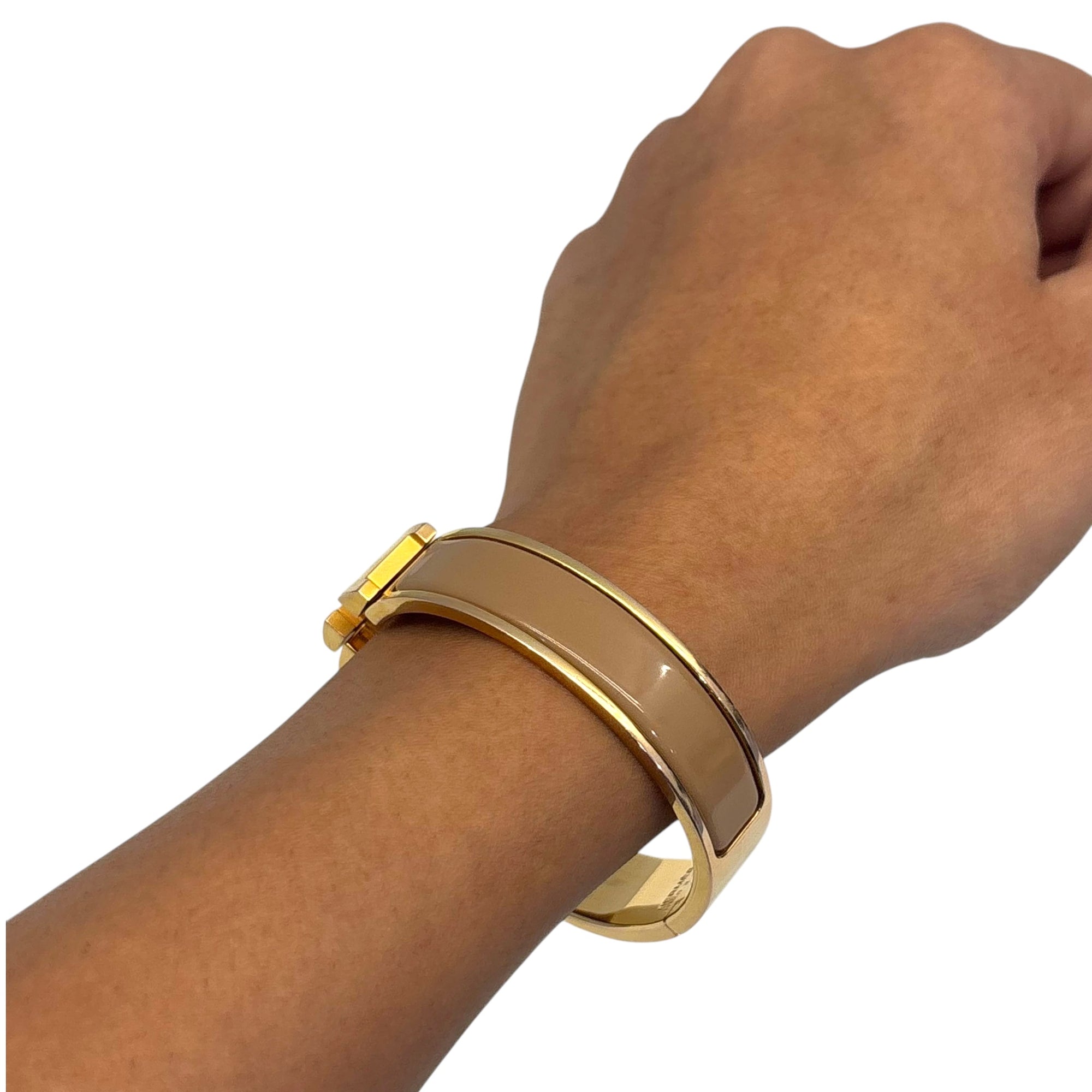 Hermes Clic Clac H Enamel Gold Plated Bracelet