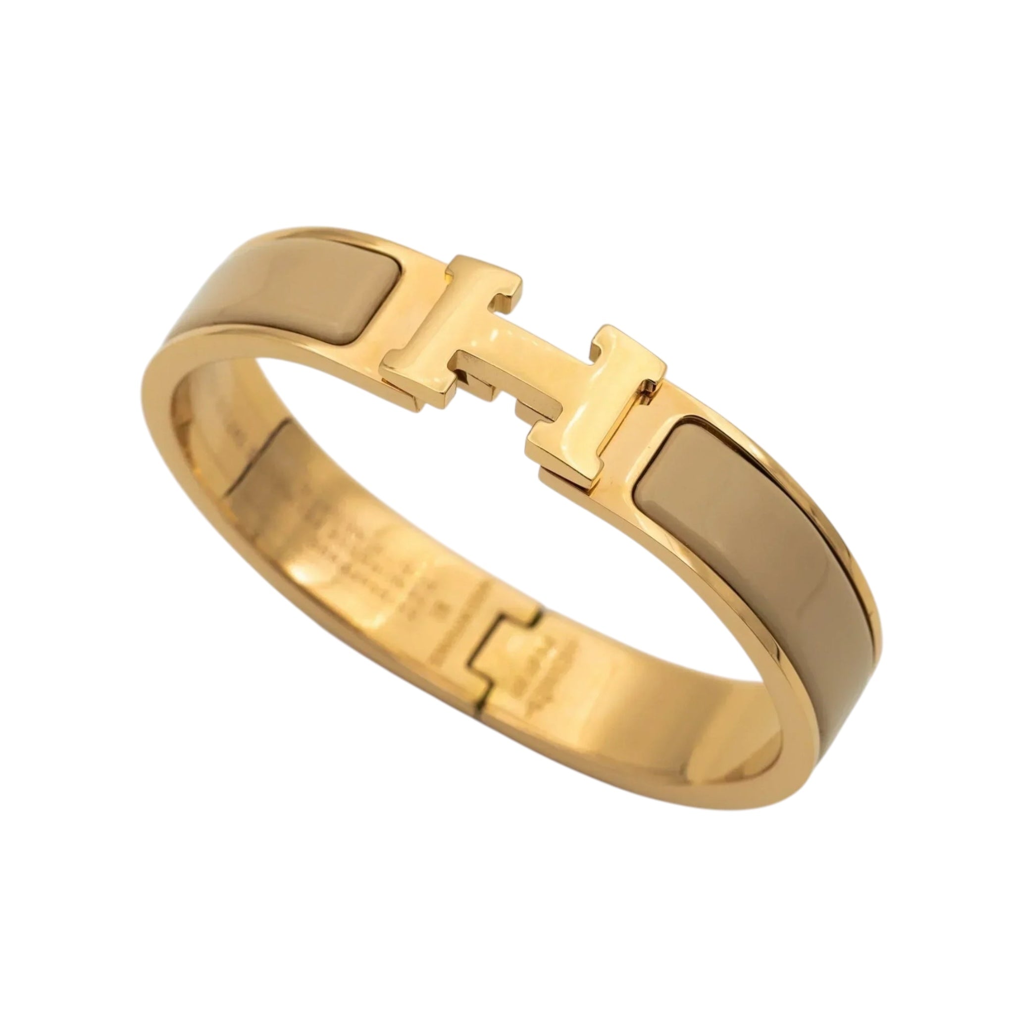 Hermes Clic Clac H Enamel Gold Plated Bracelet