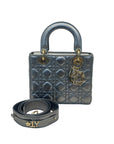 Christian Dior Mini Lady Dior Metallic Grey Cannage Bag