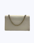 Gucci Cream Leather Interlocking G Flap Chain Clutch