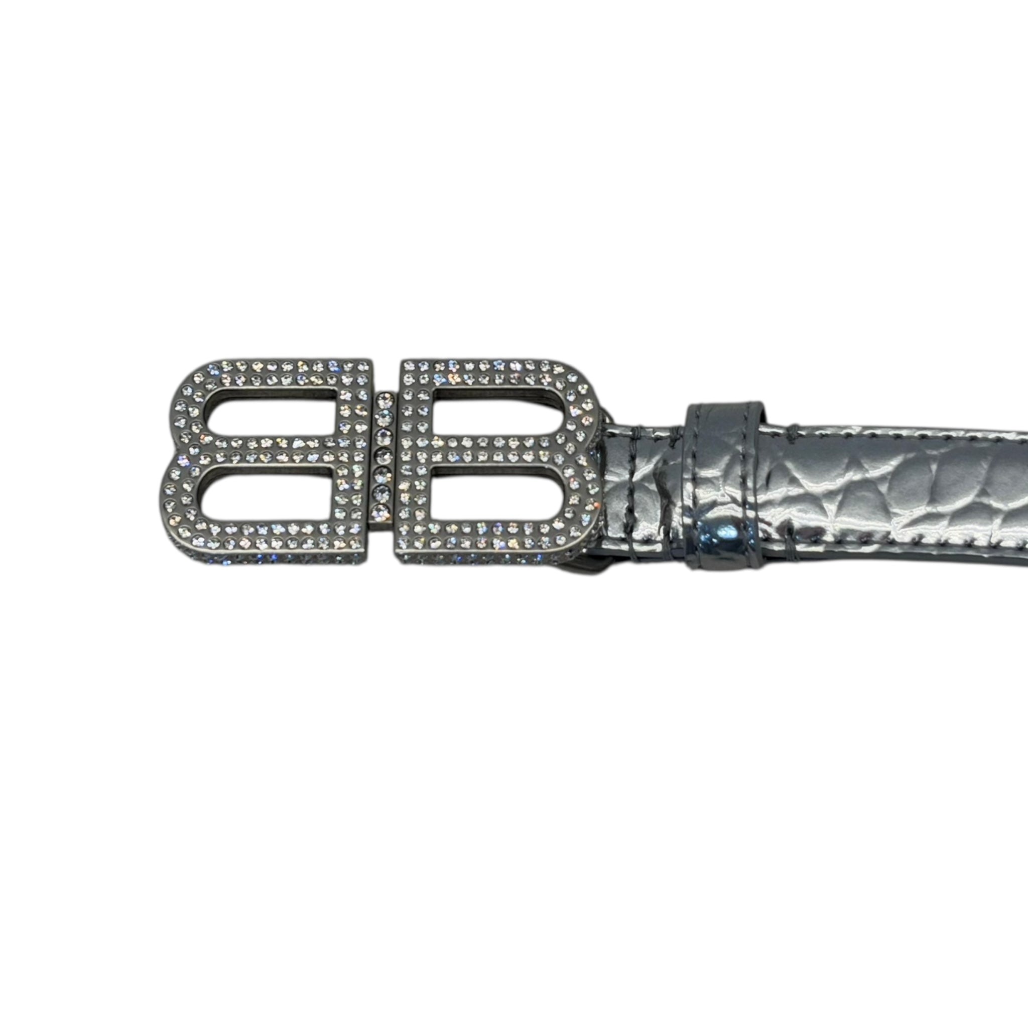 Balenciaga Women's BB Hourglass Silver Embellished Belt