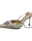 Mach & Mach Bow of Elizabeth Imitation Pearl Iridescent Pointed Toe Pump EU 39