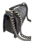 Chanel Midnight Quilted Leather Medium Wild Stitch Chain Boy Top Handle Bag