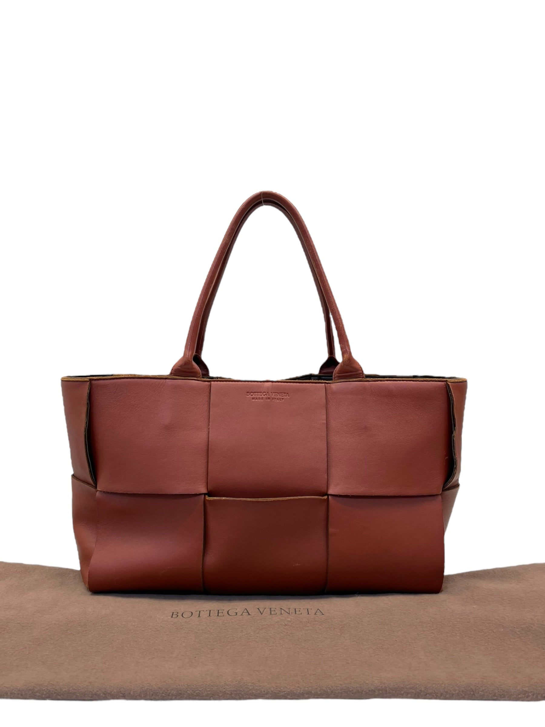 Bottega Veneta Rust Brown Leather Arco Tote Bag