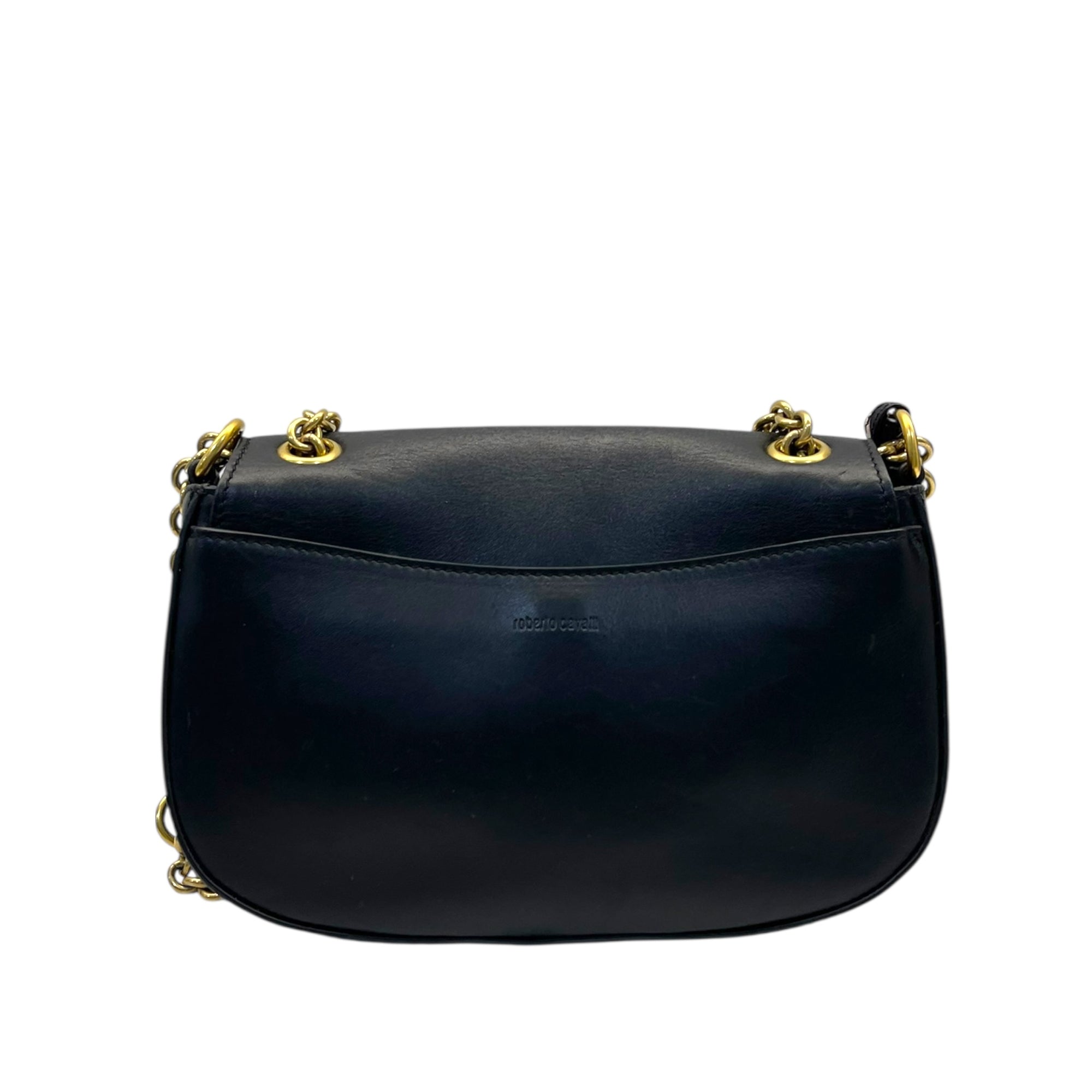 Roberto Cavalli Black Leather Crossbody Bag