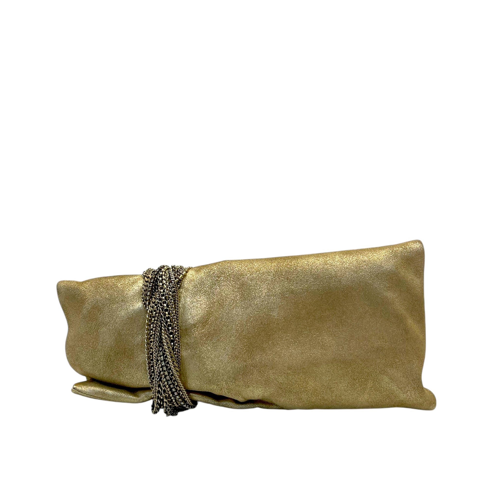 Jimmy Choo Beige Shimmering Suede Chandra Clutch