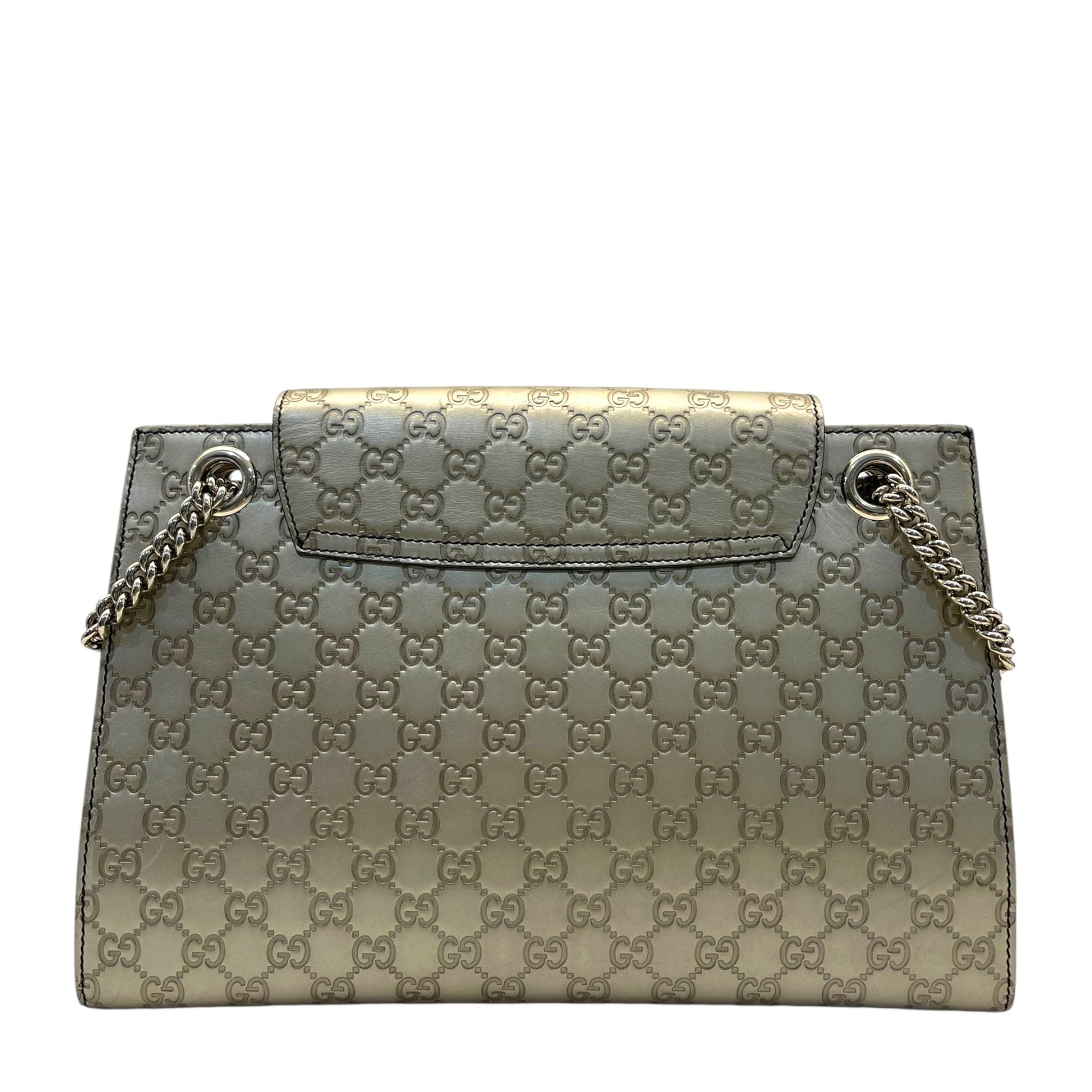 Gucci Metallic Beige Guccissima Leather Emily Chain Shoulder Bag