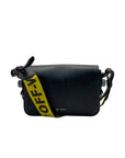 Off-White Black/White Diagonal Striped Leather Baby Flap Crossbody Bag
