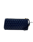 Miu Miu Blue Diamond Quilted Leather Zip Wristlet Clutch