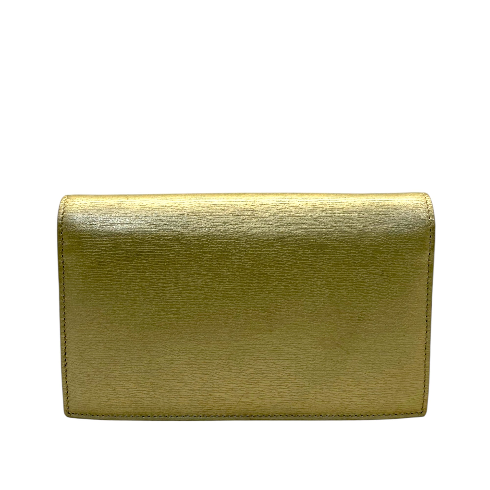 Gucci Gold Metallic Leather Betty Wallet On Chain