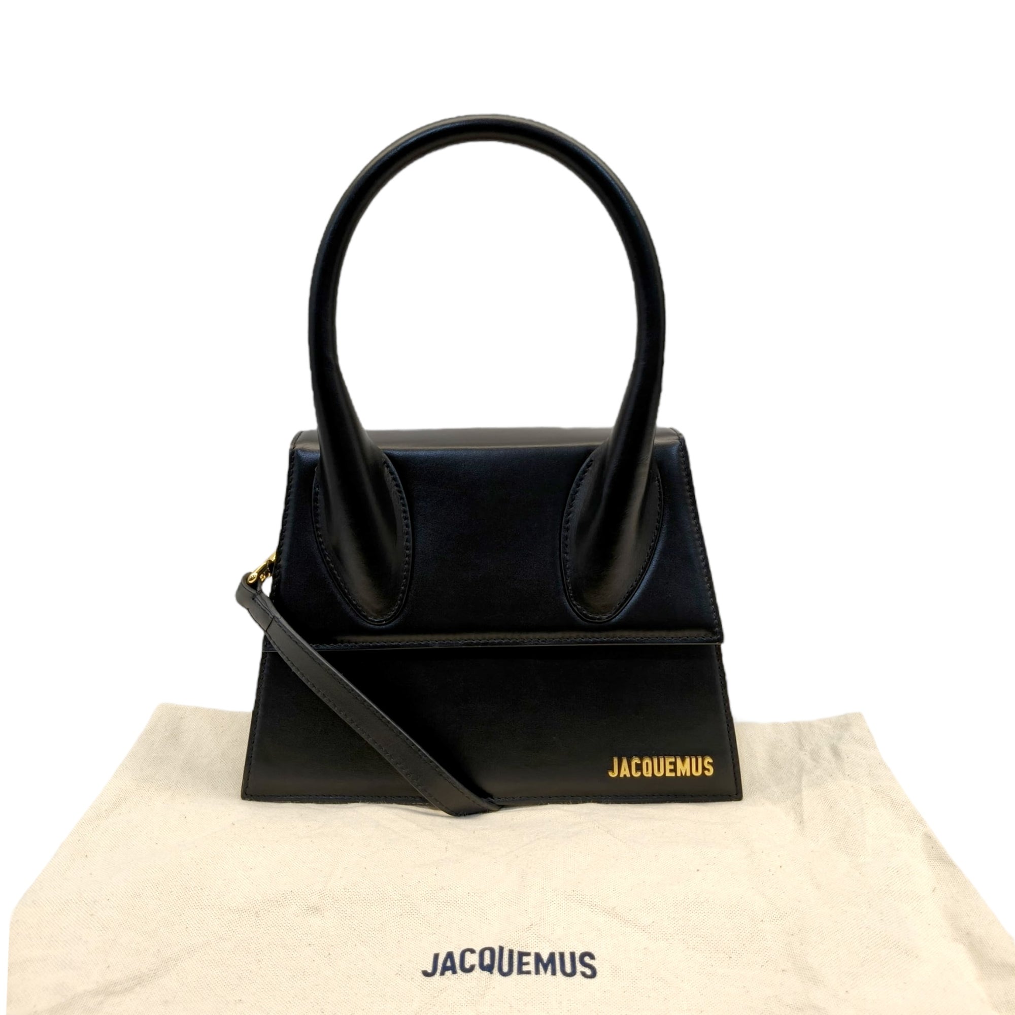 Jacquemus Black Leather Grand Le Chiquito Top Handle Bag