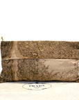 Prada Silk Faille Oversized Floral Zip Clutch Cipria