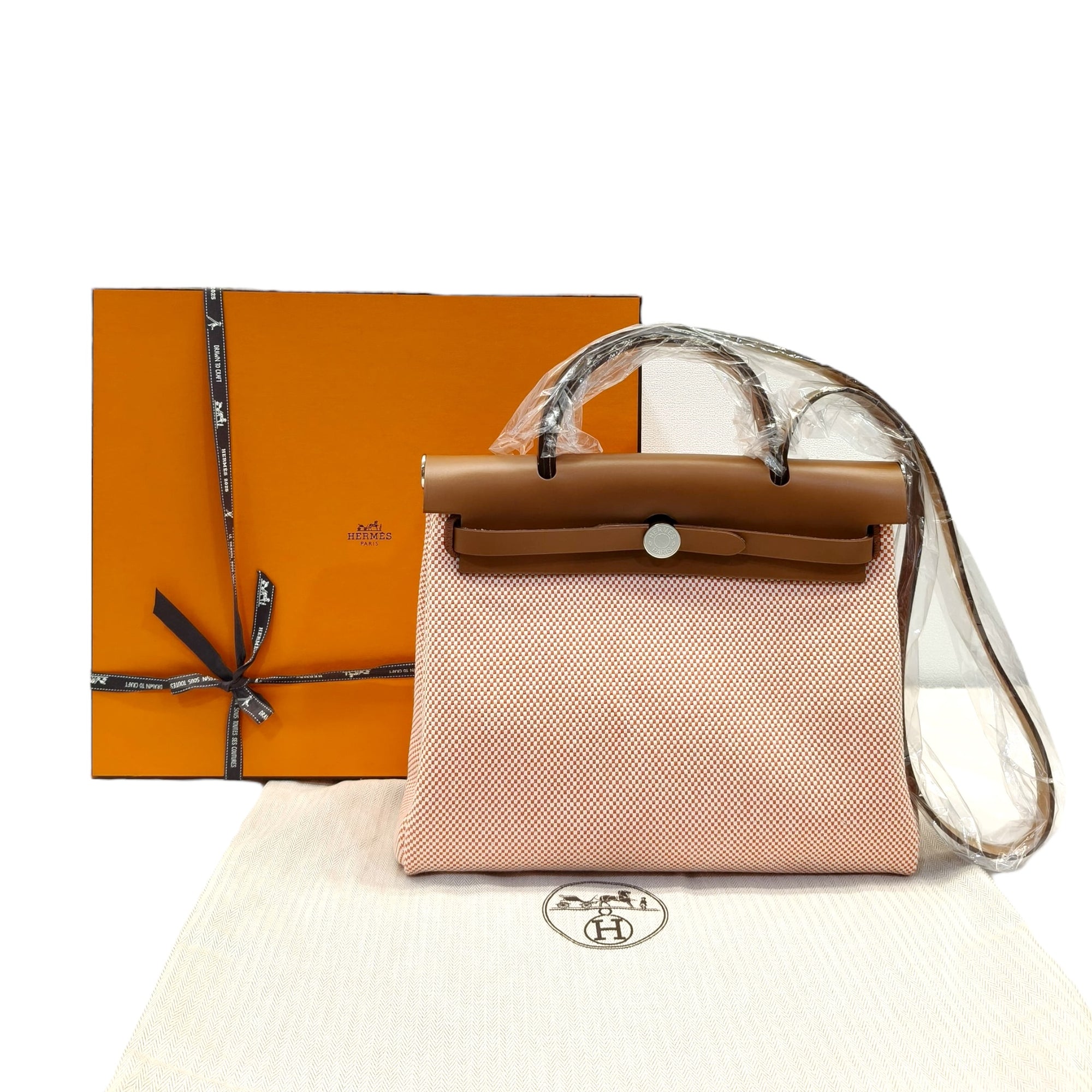 Hermes Herbag 31 Canvas Satchel Palladium Hardware