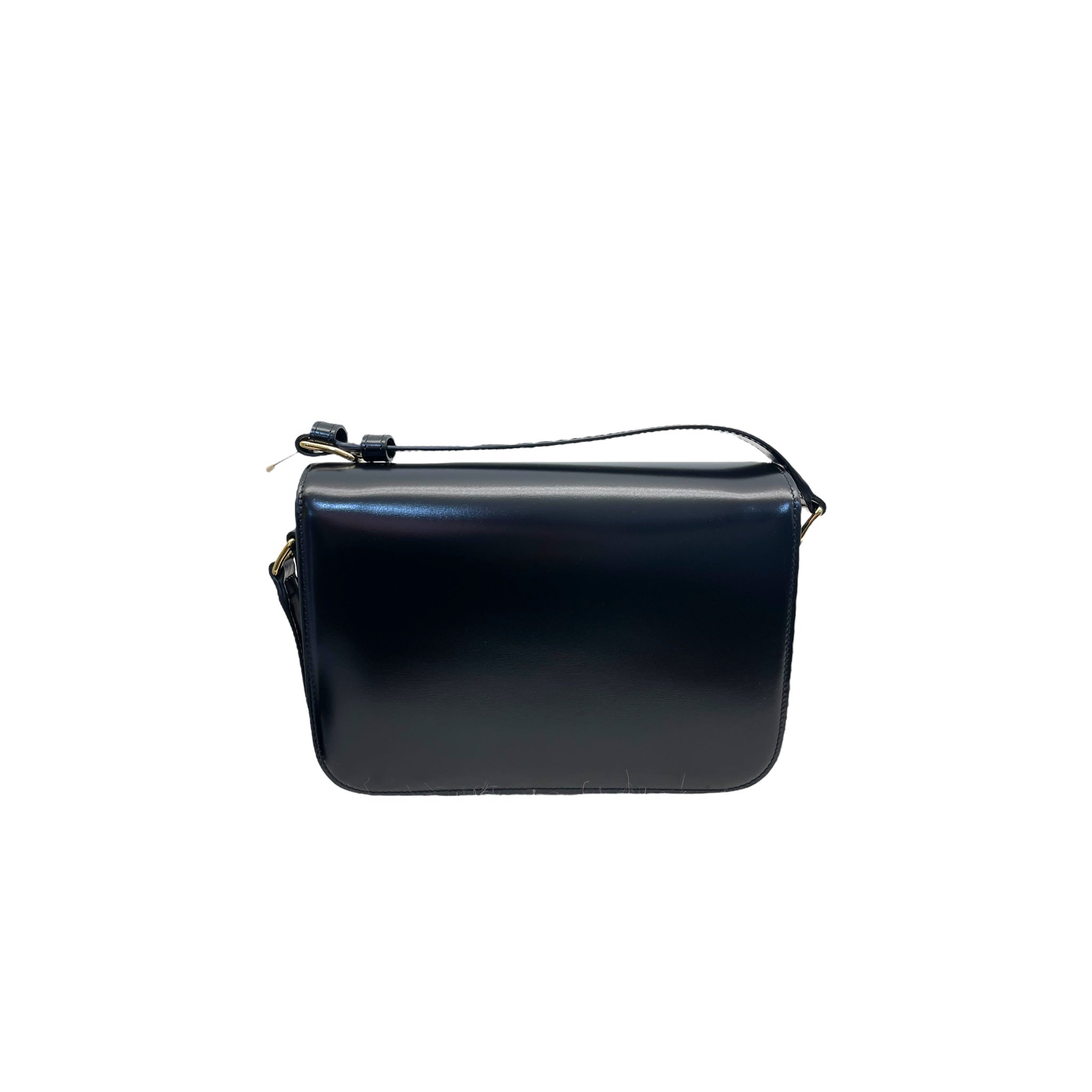 Celine Black Shiny Calf Leather Triomphe Shoulder Bag