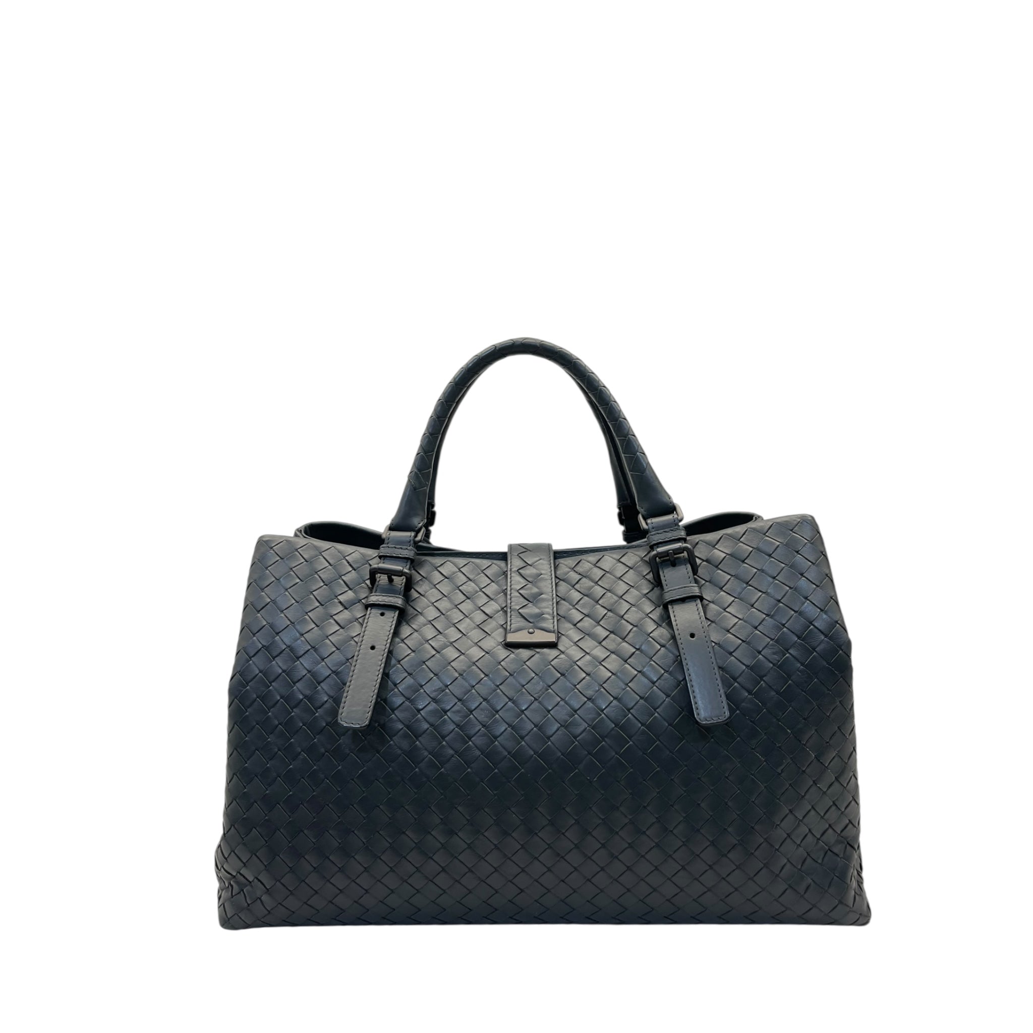 Bottega Veneta Grey Intrecciato Leather Medium Roma Tote Bag