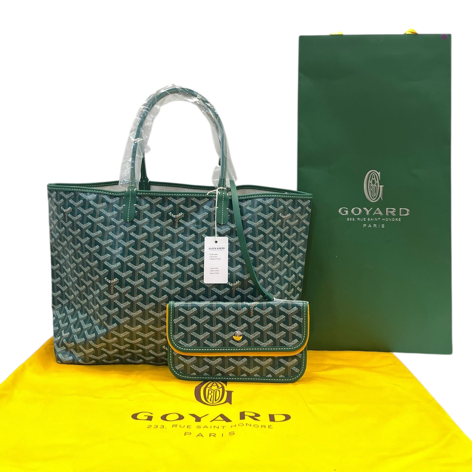 Goyard St Louis PM Goyardine Green Tote Bag