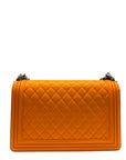 Chanel Orange Quilted Leather New Medium Boy Flap Bag