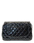 Chanel Black Quilted Patent Leather Large Classic Double Flap Bag