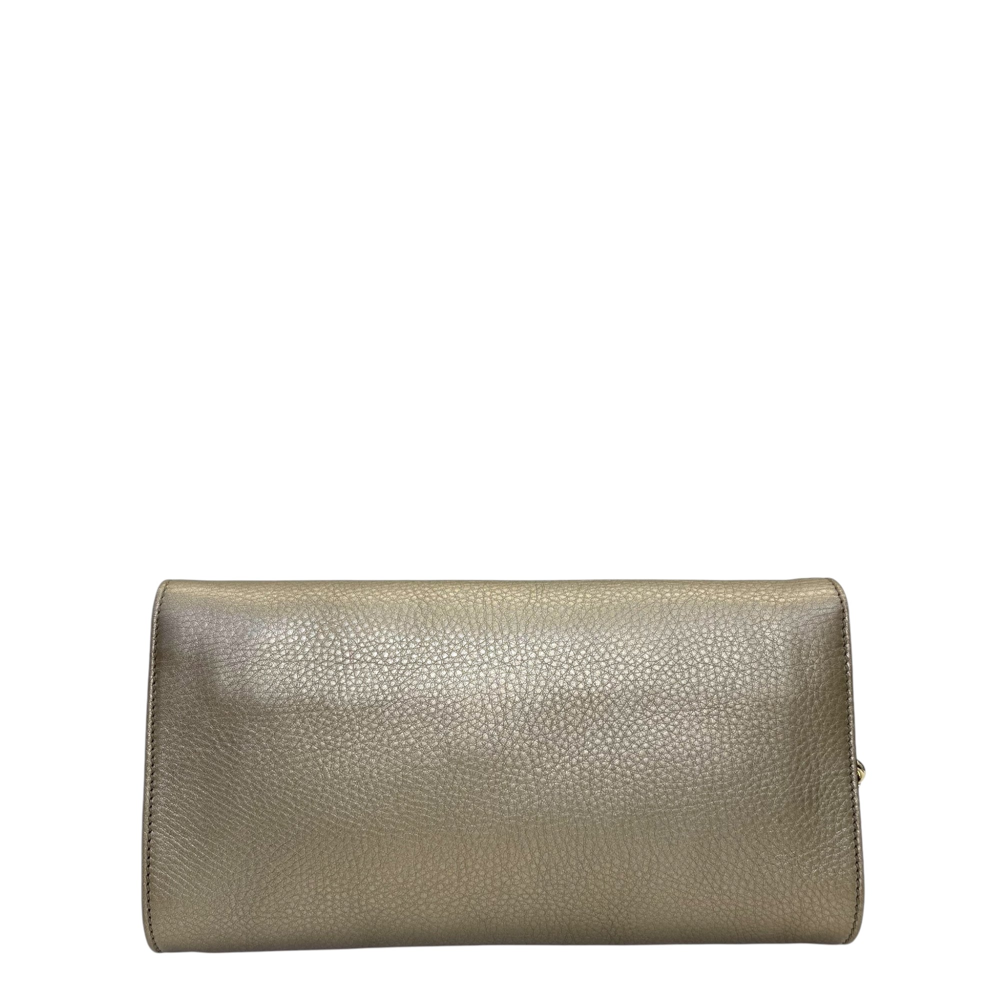Gucci Gold Pebbled Leather Soho Clutch