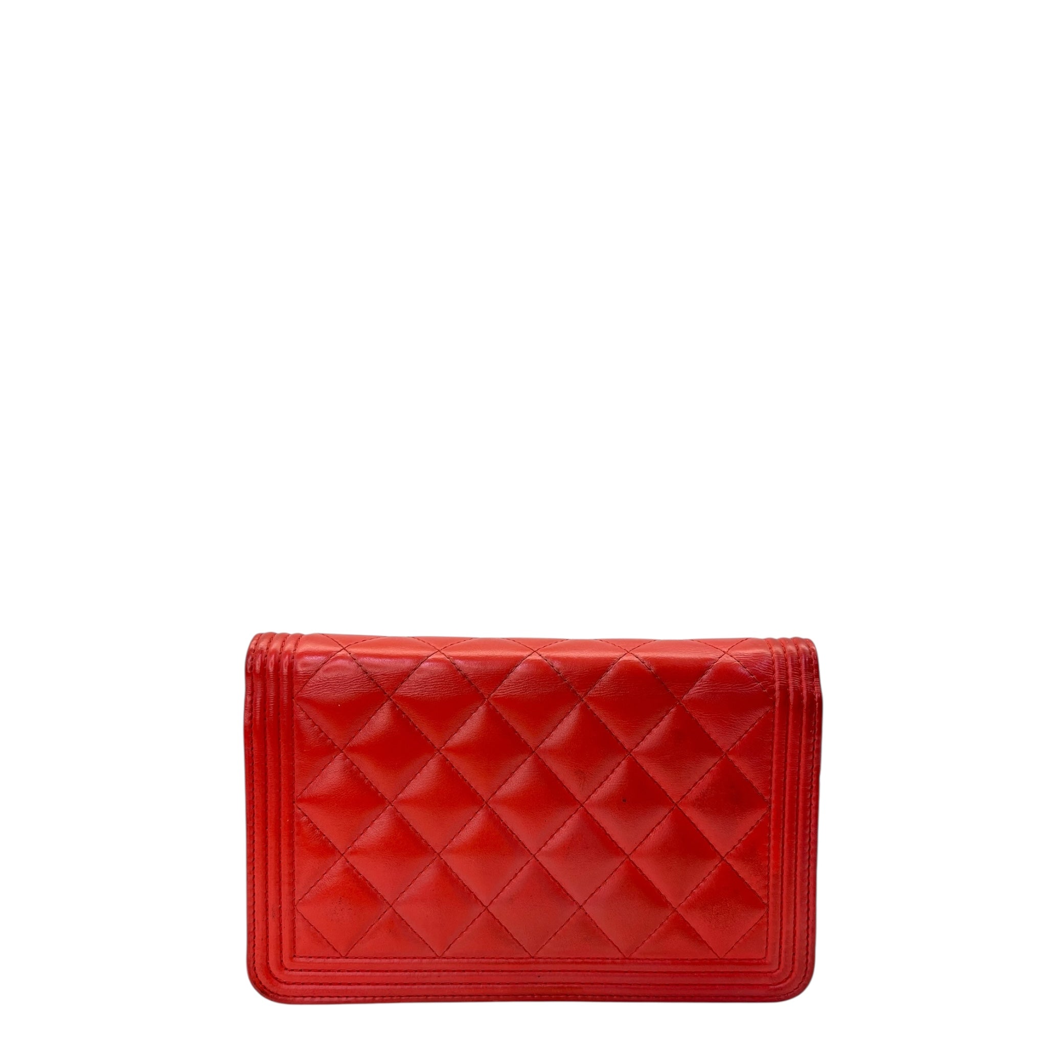Chanel Boy Wallet On Chain Red Quilted Leather