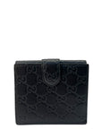 Gucci Black Guccissima Leather Interlocking G French Wallet