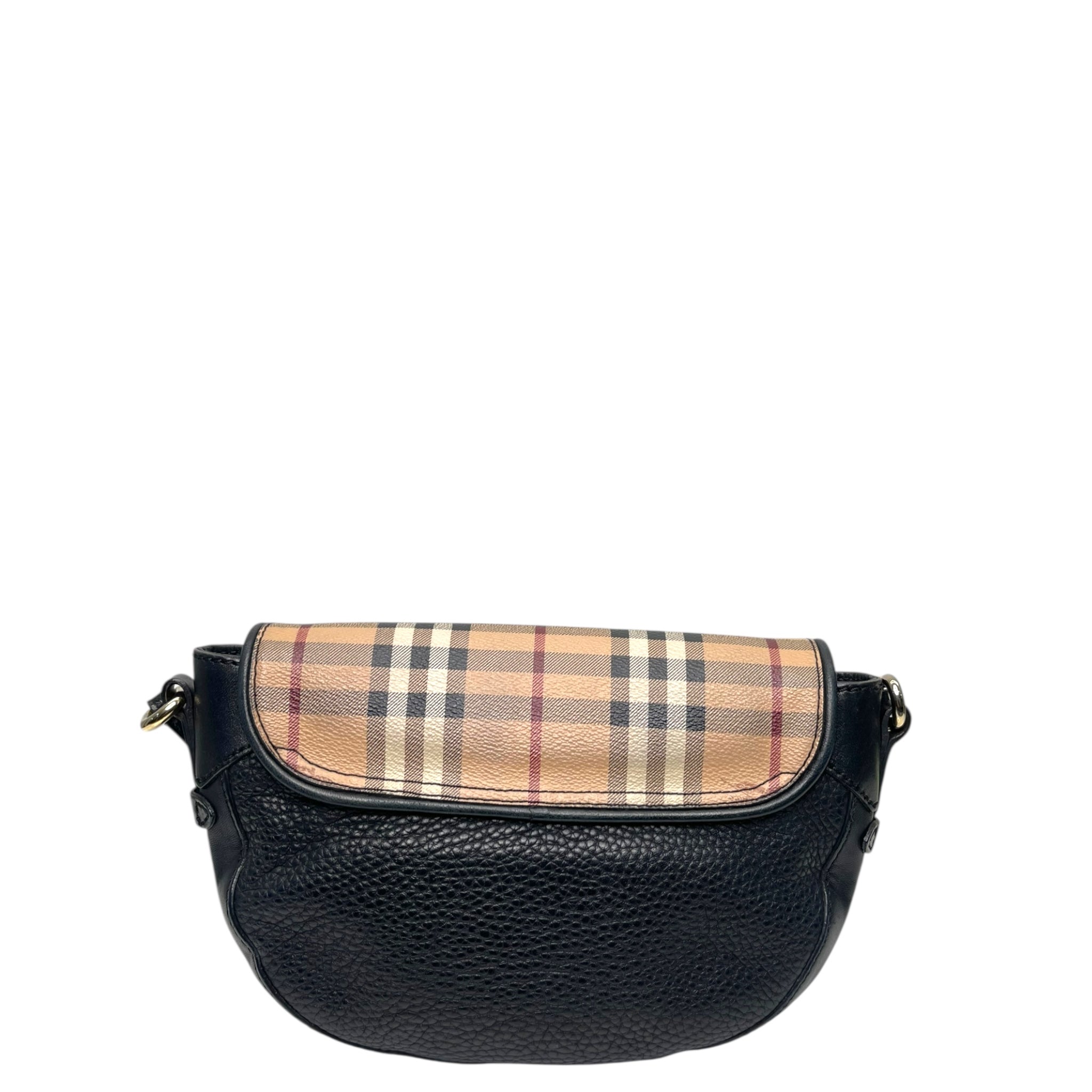 Burberry Haymarket Check Maydown Crossbody Bag in Black Leather and Coated Canvas