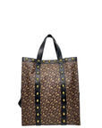 Burberry Brown/Black Monogram Coated Canvas And Leather Studded Book Tote Bag