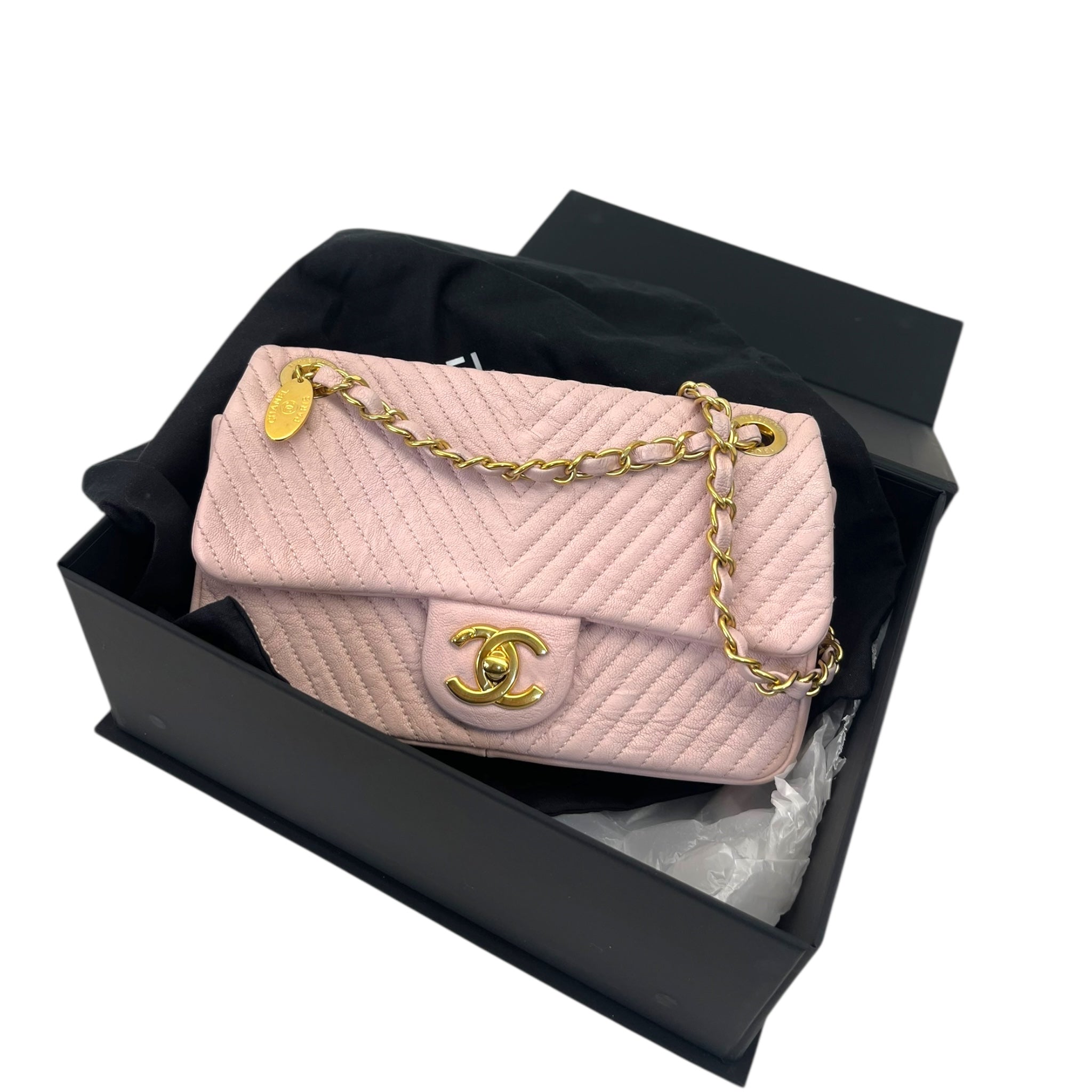 Chanel Chevron Seasonal Flap Light Pink Gold Hardware
