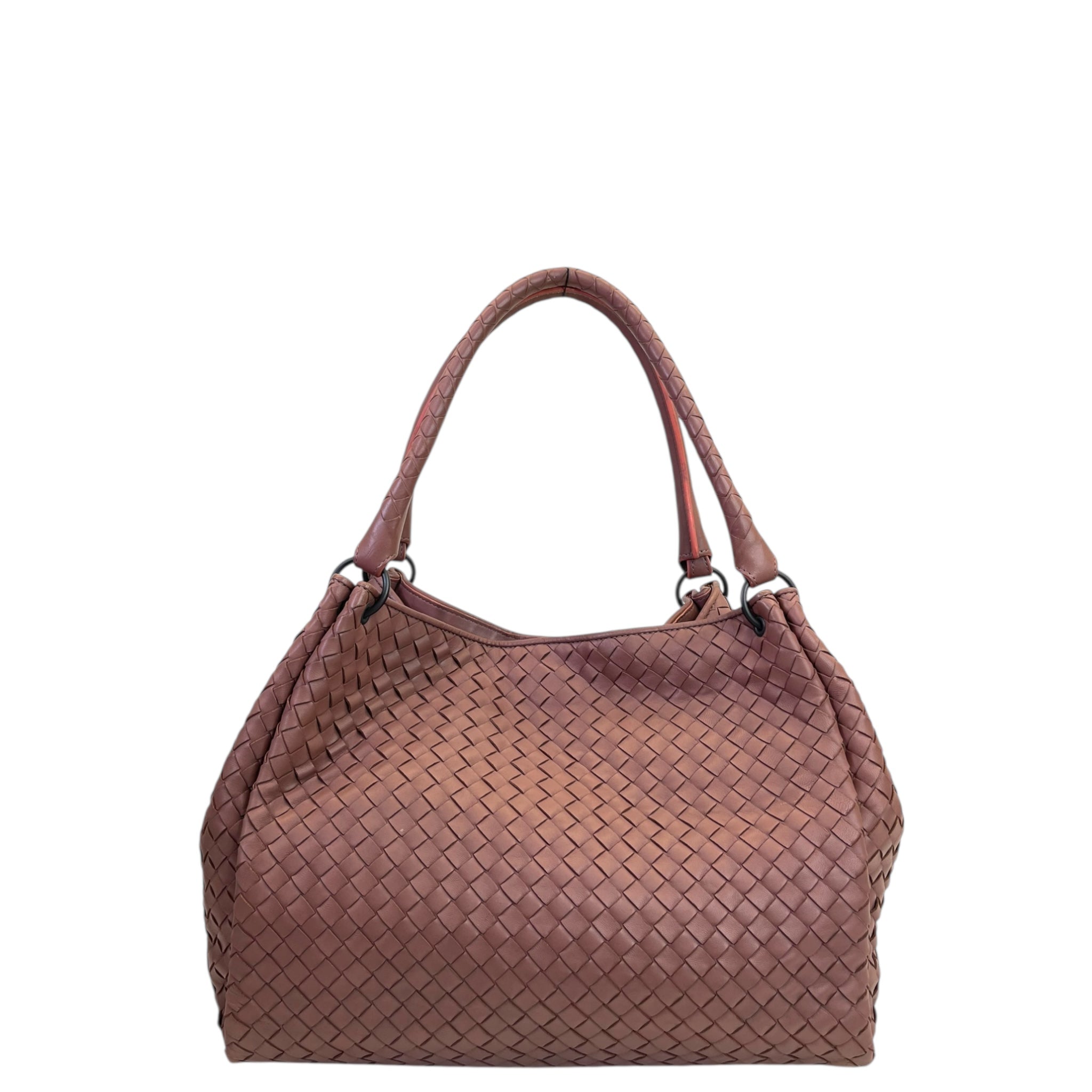 Bottega Veneta Parachute Shoulder Bag Brown Intrecciato Leather