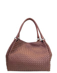 Bottega Veneta Parachute Shoulder Bag Brown Intrecciato Leather