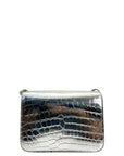 Burberry TB Small Silver Croc Embossed Shoulder Bag