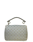 Valentino Medium Rockstud Spike Top Handle Grey Leather Bag