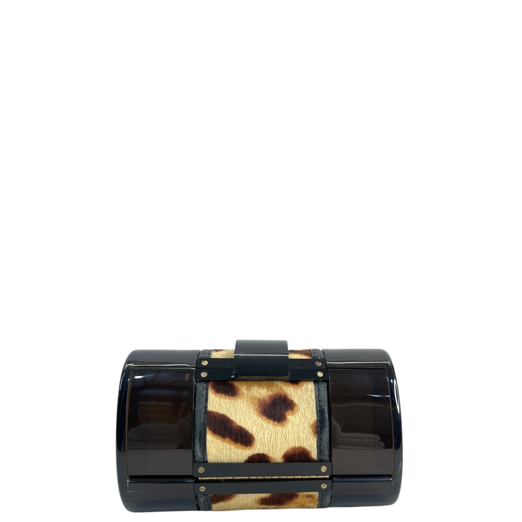 Jimmy Choo Ganache Natural Leopard Print Pony Clutch Bag