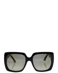 Gucci sunglasses embelished oversized square black acetate grey gradient lenses