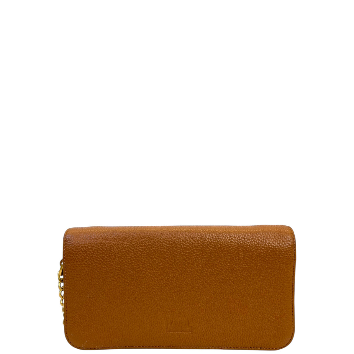 Karl Lagerfeld K/Pebble Chain Evening Clutch Brown Leather