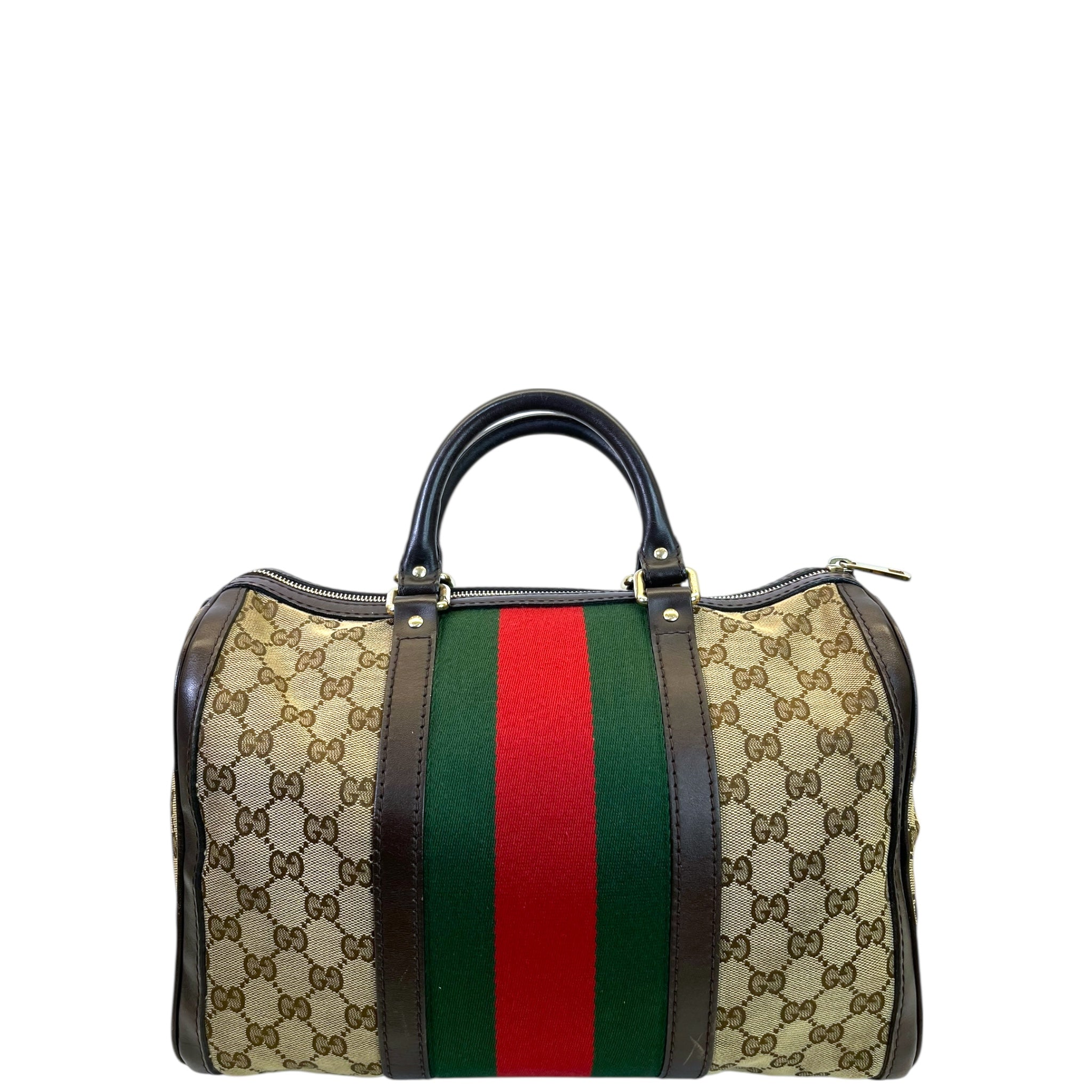 Gucci Vintage Web Boston Medium Bag Brown/Beige GG Canvas