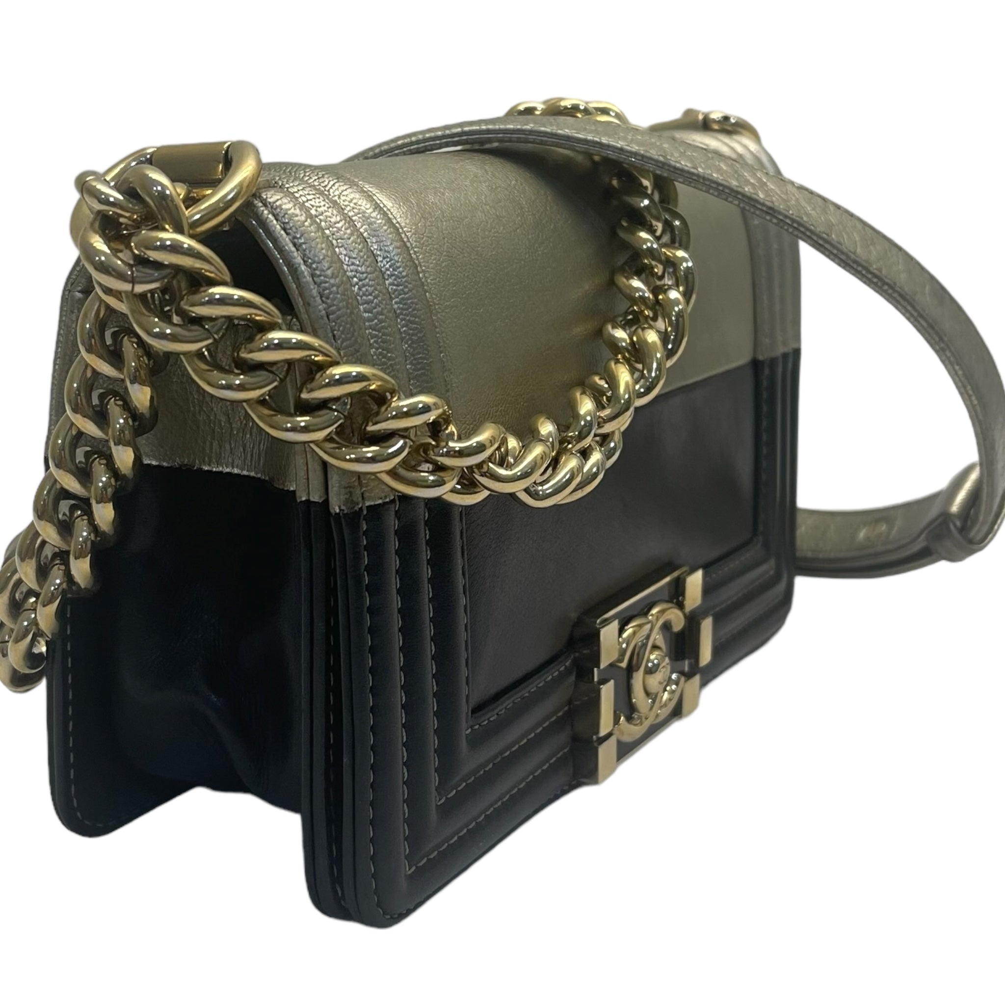 Chanel Bicolor Leather Small Boy Bag