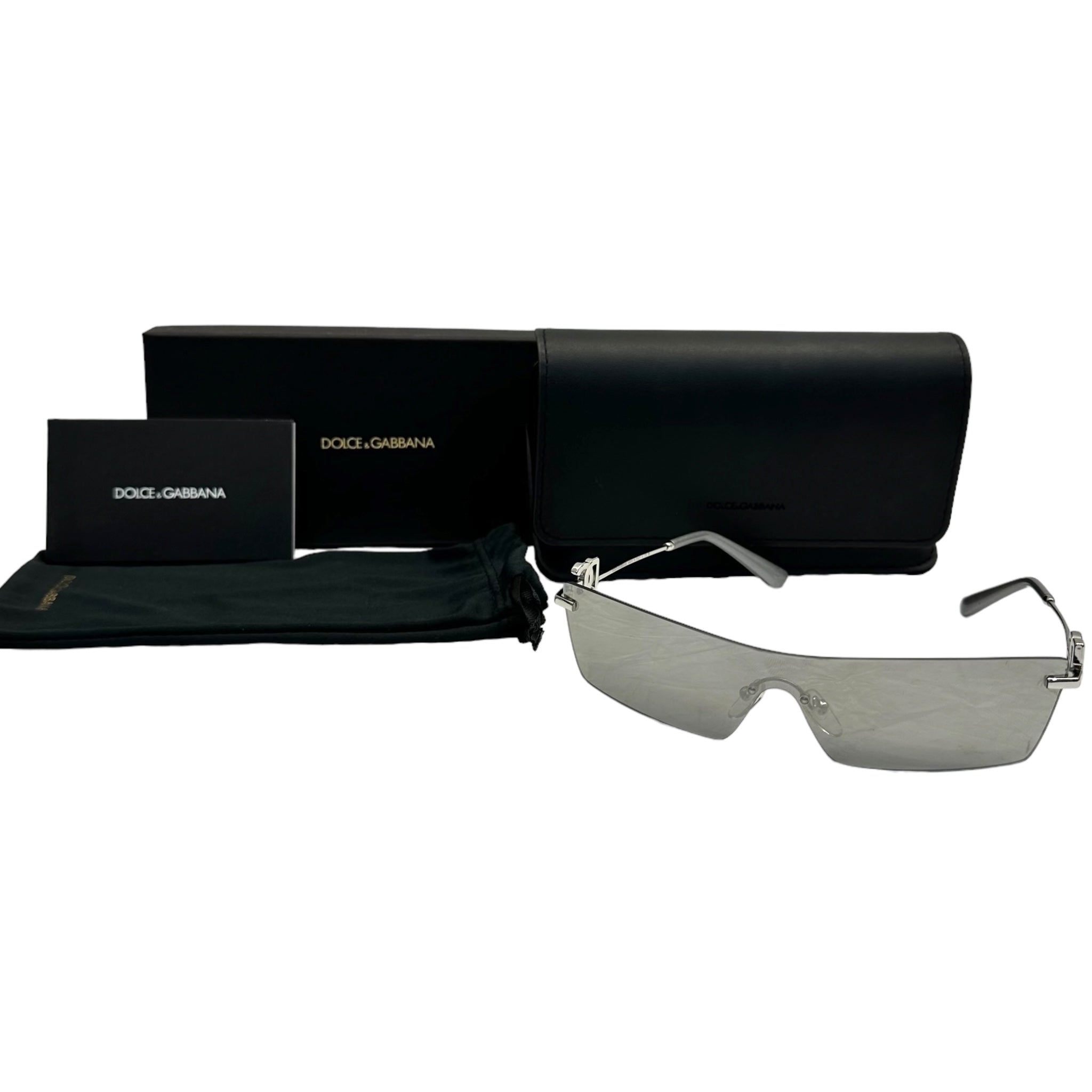 Dolce Gabbana Silver Mirror Shield Sunglasses