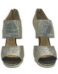 Jimmy Choo Course Glitter Private Platform Sandals Size EU 38.5