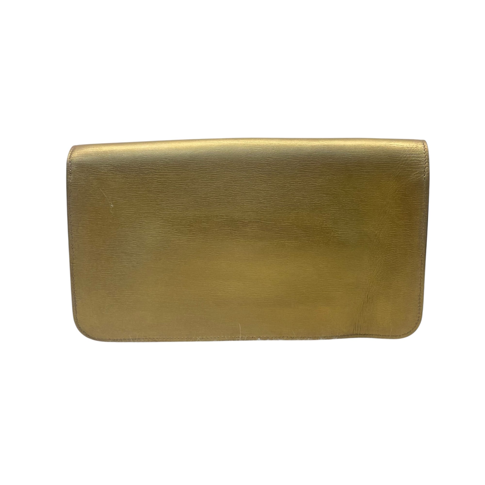 Gucci Gold Metallic Leather Horse Bit Clutch