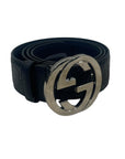 Gucci Guccissima Blue Leather Interlocking G Buckle Belt 100cm