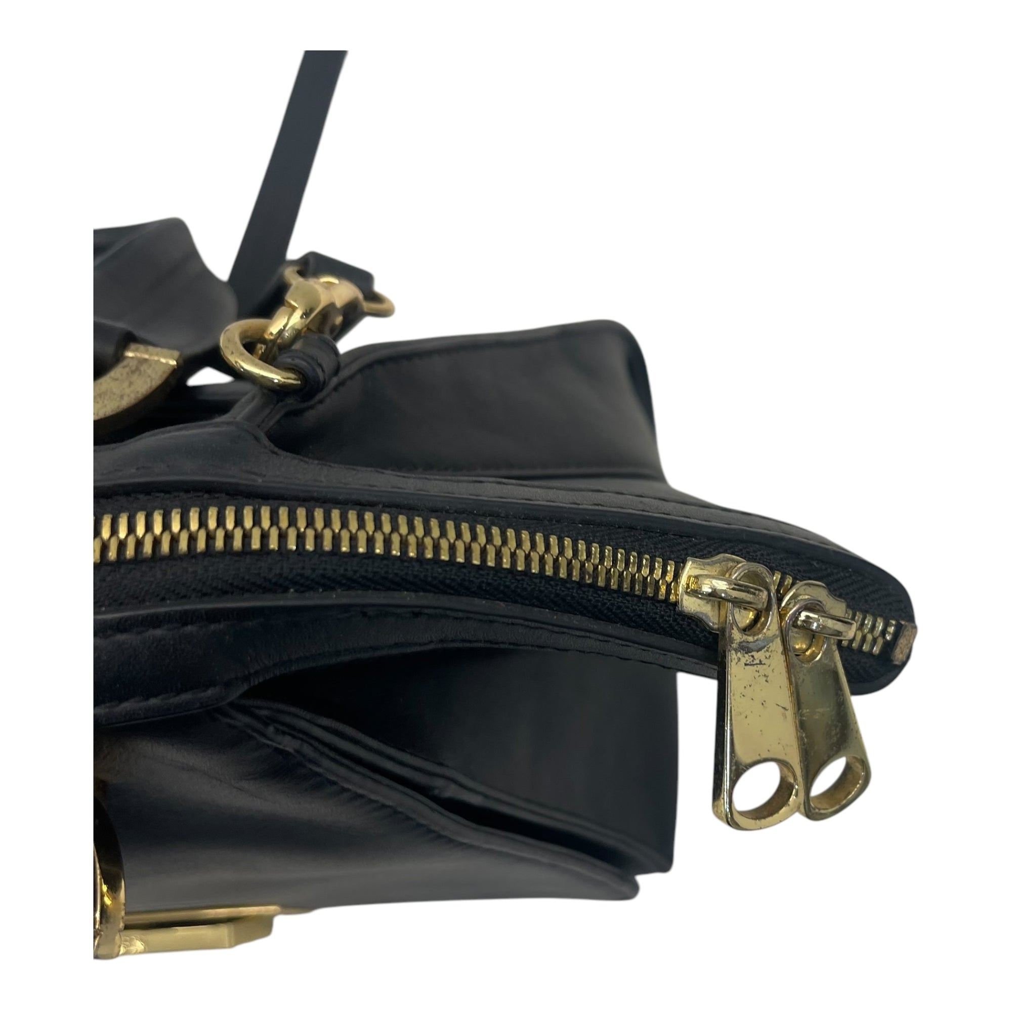 Zac Posen Black Leather Eartha Double Handle Satchel