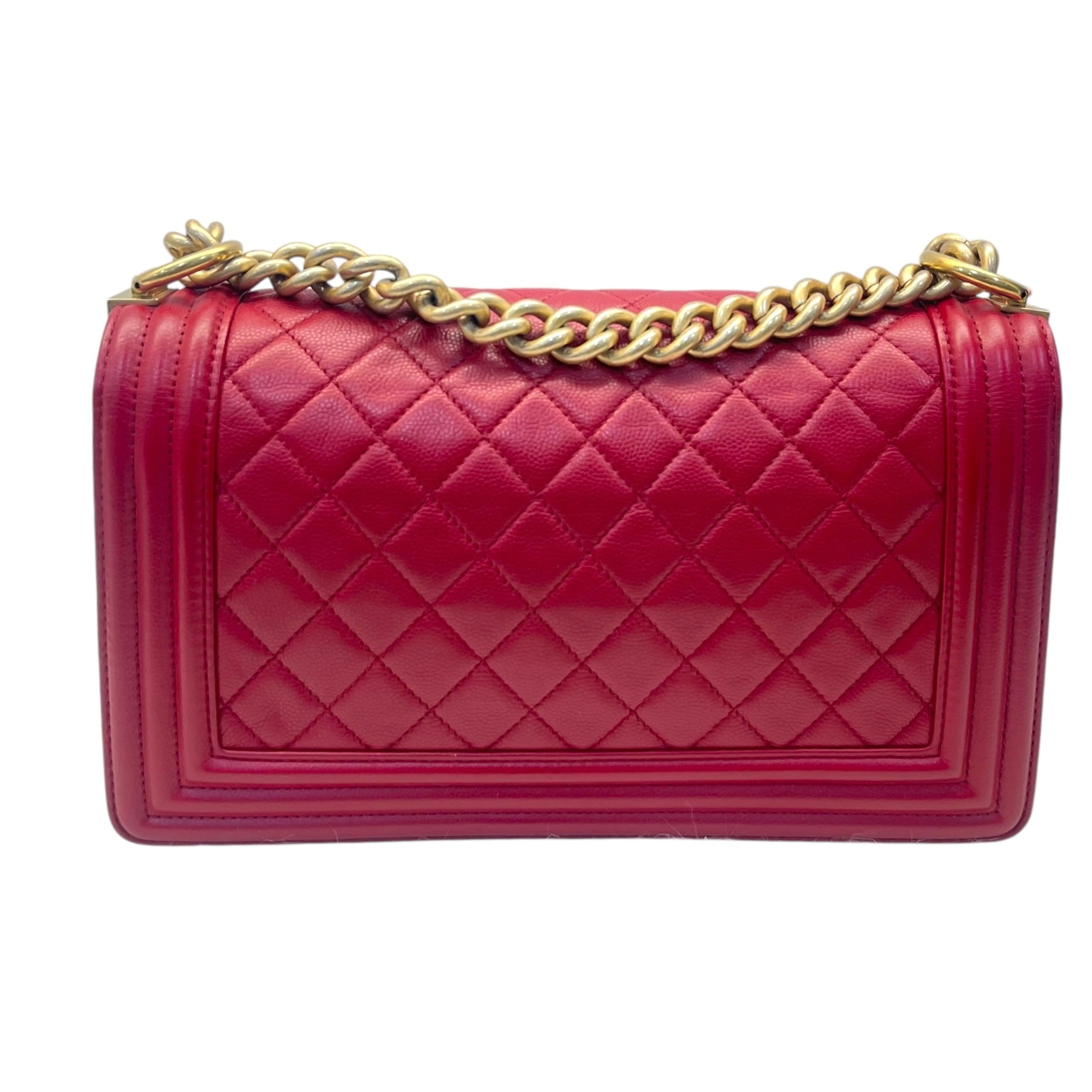 Chanel Boy Flap Bag Medium Lambskin Red