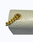 Saint Laurent White Croc Embossed Leather Small Kate Tassel Crossbody Bag