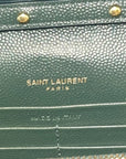 Yves Saint Laurent Dark Green Chevron Quilted Leather Envelope Flap Bag