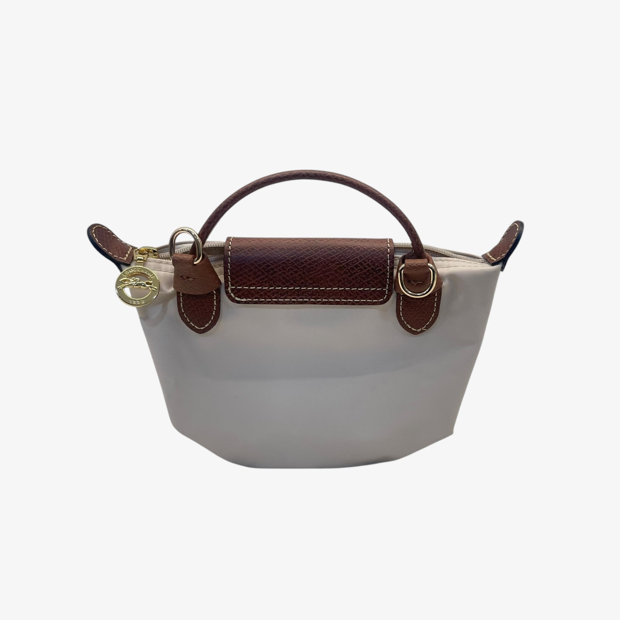 Longchamp Off White Nylon Le Pliage Handle Pouch