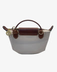 Longchamp Off White Nylon Le Pliage Handle Pouch